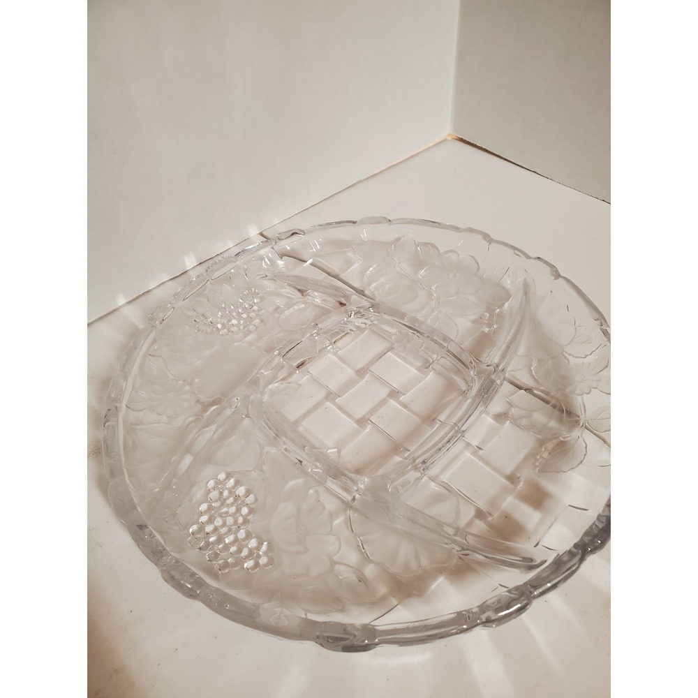 Crystal Clear Industries Napoli 12" Frosted Crystal Chip & Dip Tray